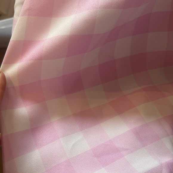 Pink Gingham Round 120” Tablecloth - Home Dining set of 3 - Picture 2 of 2